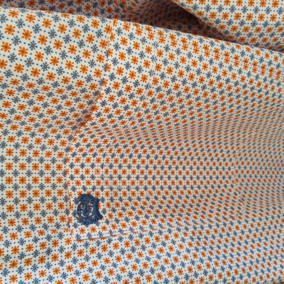 Cinch Men's Blue & Orange Geometric Patterned Button Down Shirt Size XXL - Picture 5 of 8